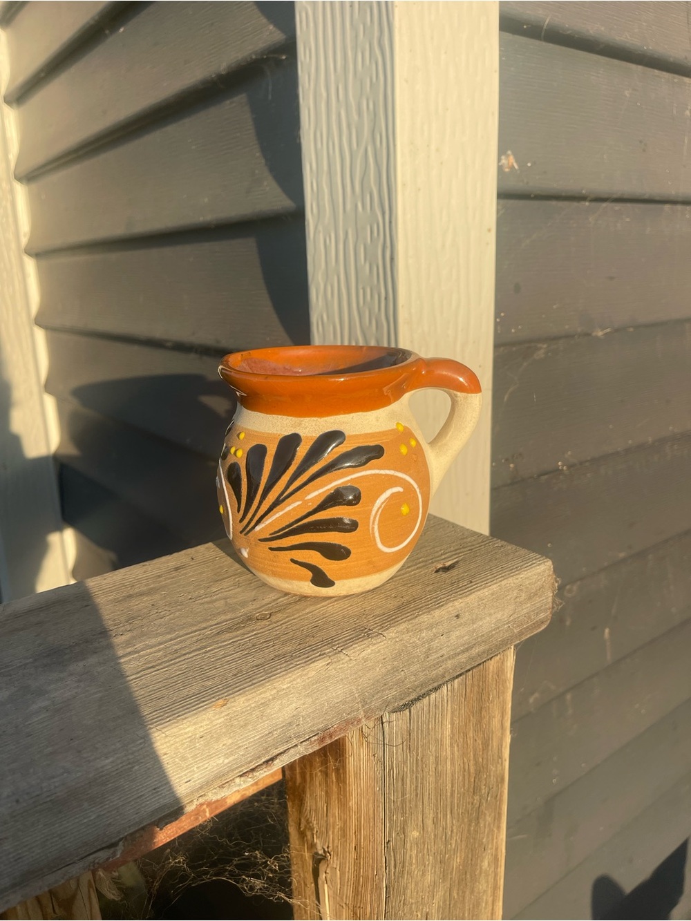 Traditional Hand-Painted Terracotta Orange Mexican Mug - Rustic Home Art